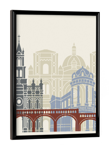 Poster mit schwarzem Rahmen "Cuenca ecuador skyline" artboxONE - Städte,Architektur