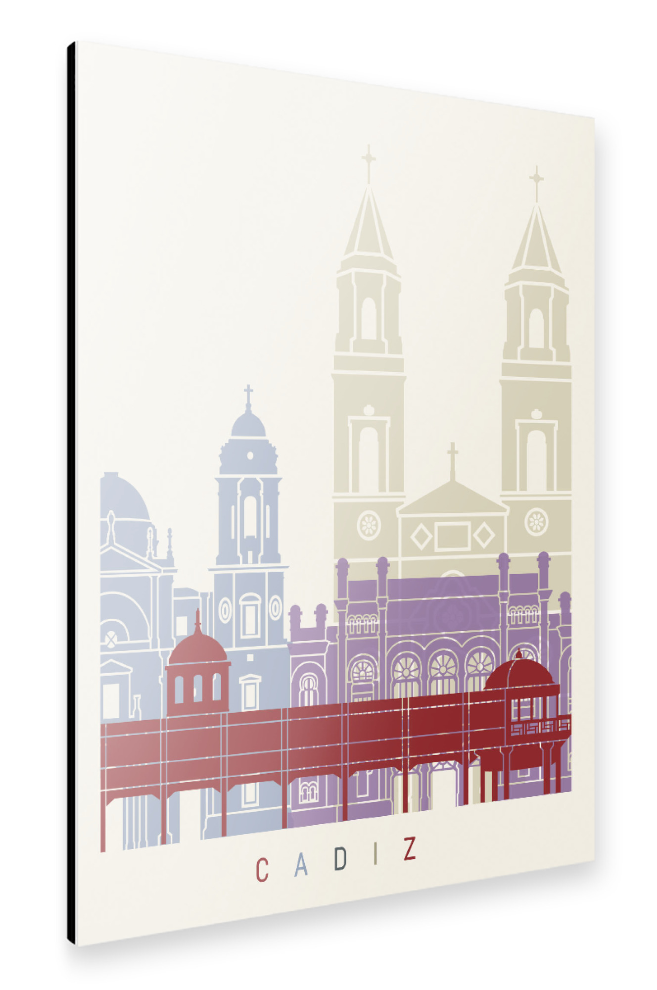 Alu-Dibond "Cadiz skyline-b" 30x20 cm artboxONE