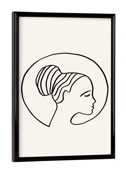 Poster mit schwarzem Rahmen "Hairbun Girl Face Sketch" artboxONE - Menschen,Liebe,Fashion