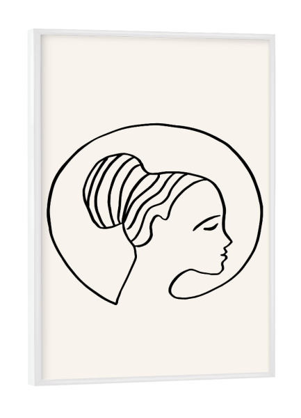 Poster mit weißem Rahmen "Hairbun Girl Face Sketch" artboxONE - Menschen,Liebe,Fashion