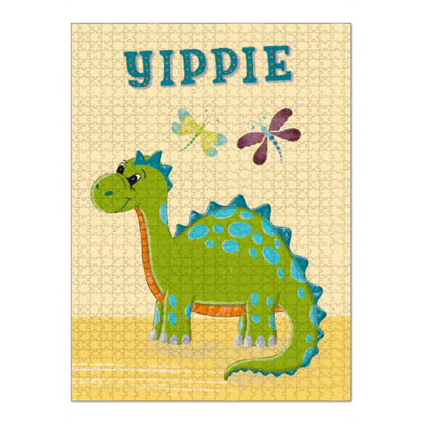 Puzzle Ravensburger "Dino gut gelaunt. Yippie!" artboxONE - Für Kinder,Tiere,Lustig