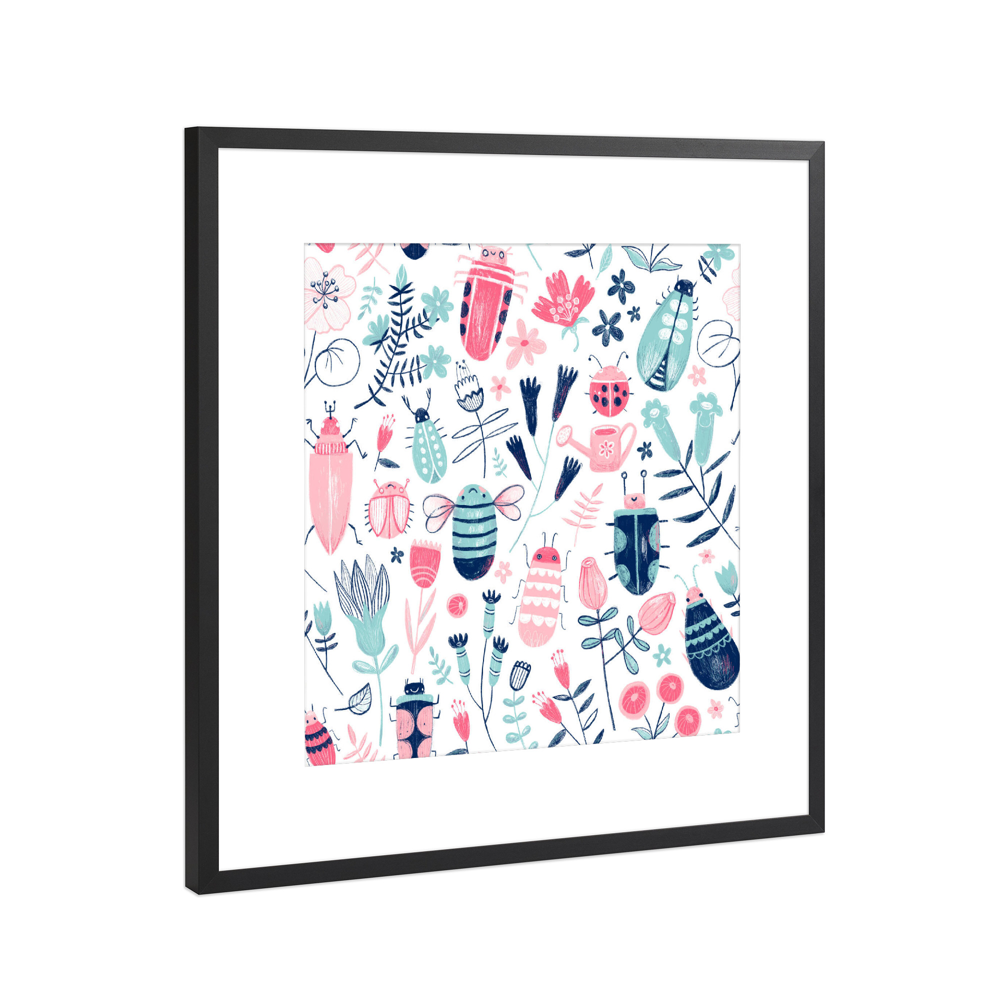 Poster mit Rahmen Schwarz (Metallic) "Voglhuber - Käfer und Fliegen" artboxONE - Natur,Floral,Tiere