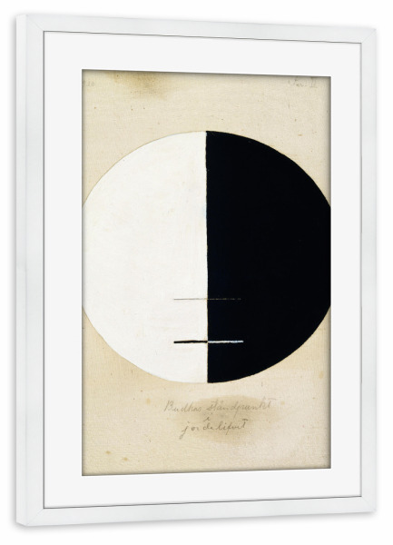 Poster mit Rahmen weiß "Buddhas Standpunkt" artboxONE - Abstrakt,Geometrie