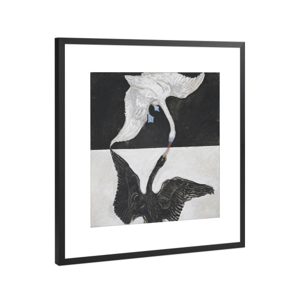 Poster mit Rahmen Schwarz (Metallic) "Der Schwan - Hilma af Klint" artboxONE - Tiere,Abstrakt,Schwarzweiß