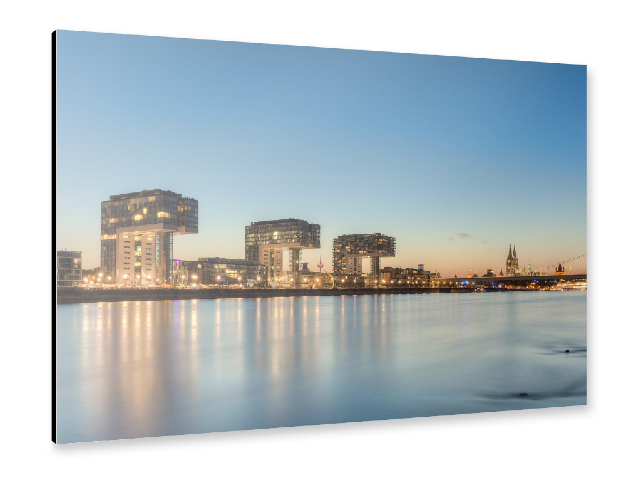 Alu-Dibond "Köln Skyline am Abend" 30x20 cm artboxONE