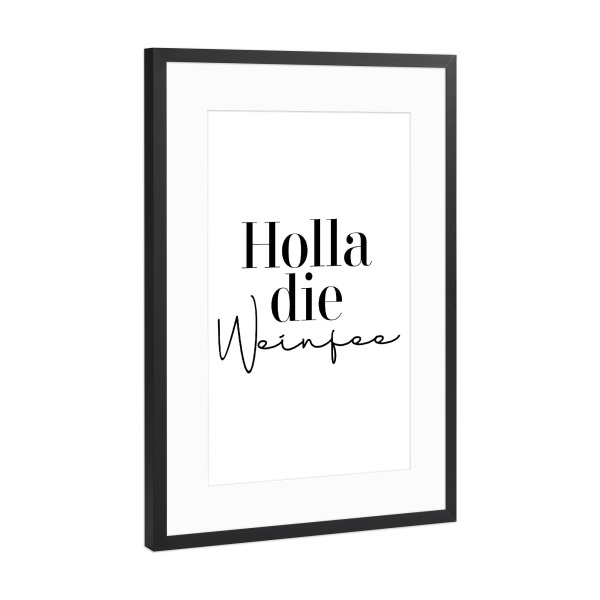 Poster mit Rahmen Schwarz (Metallic) "Weinfee" artboxONE - Typografie,Essen & Trinken,Für Mama,Essen & Trinken / Alkohol,Lustig