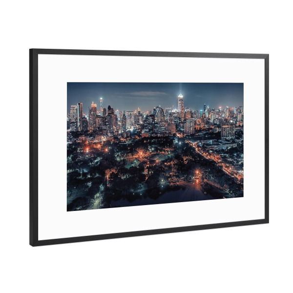 Poster mit Rahmen Schwarz (Metallic) "Night in Bangkok" artboxONE - Städte,Reise,Architektur,Reise / Asien,Reise / Länder