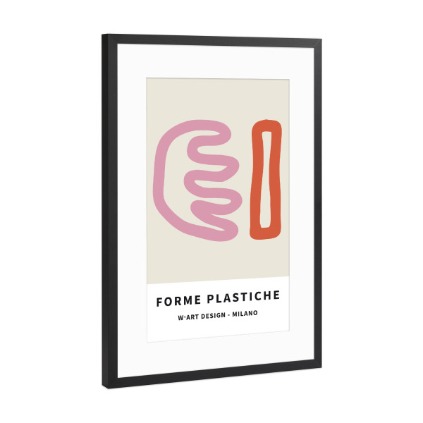 Poster mit Rahmen Schwarz (Metallic) "FORME PLASTICHE IN RED AND PINK" artboxONE - Abstrakt,Geometrie