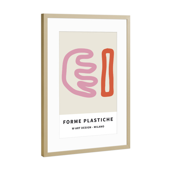 Poster mit Rahmen Gold "FORME PLASTICHE IN RED AND PINK" artboxONE - Abstrakt,Geometrie