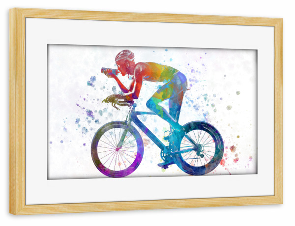 Poster mit Rahmen kiefer "Cyclist road bike, man-c" artboxONE - Sport
