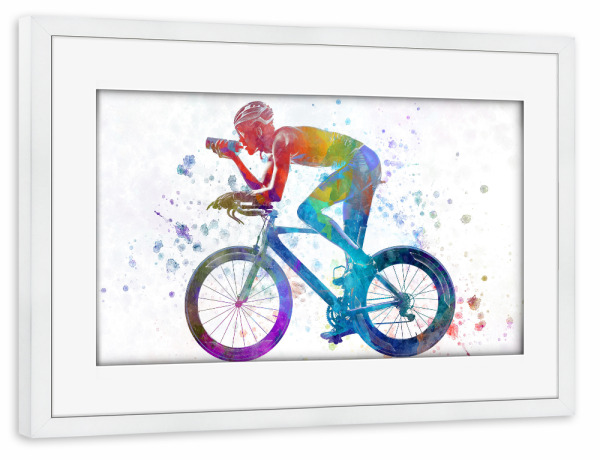 Poster mit Rahmen weiß "Cyclist road bike, man-c" artboxONE - Sport