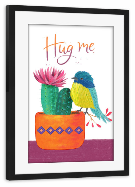Poster mit Rahmen schwarz "Umarme mich" artboxONE - Typografie,Tiere,Lustig