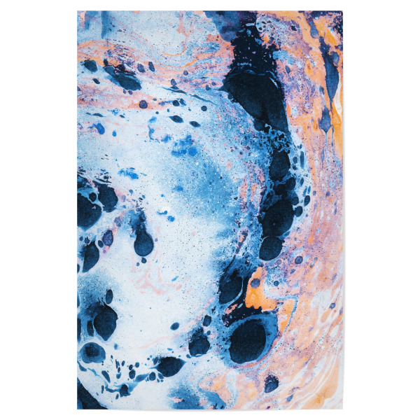 Poster "Stone Water" artboxONE - Abstrakt - Graphic,Abstract,Random,Royal blue,Navy blue,Orange,Contrast,Exotic,Marble,Ink,Abstrakt