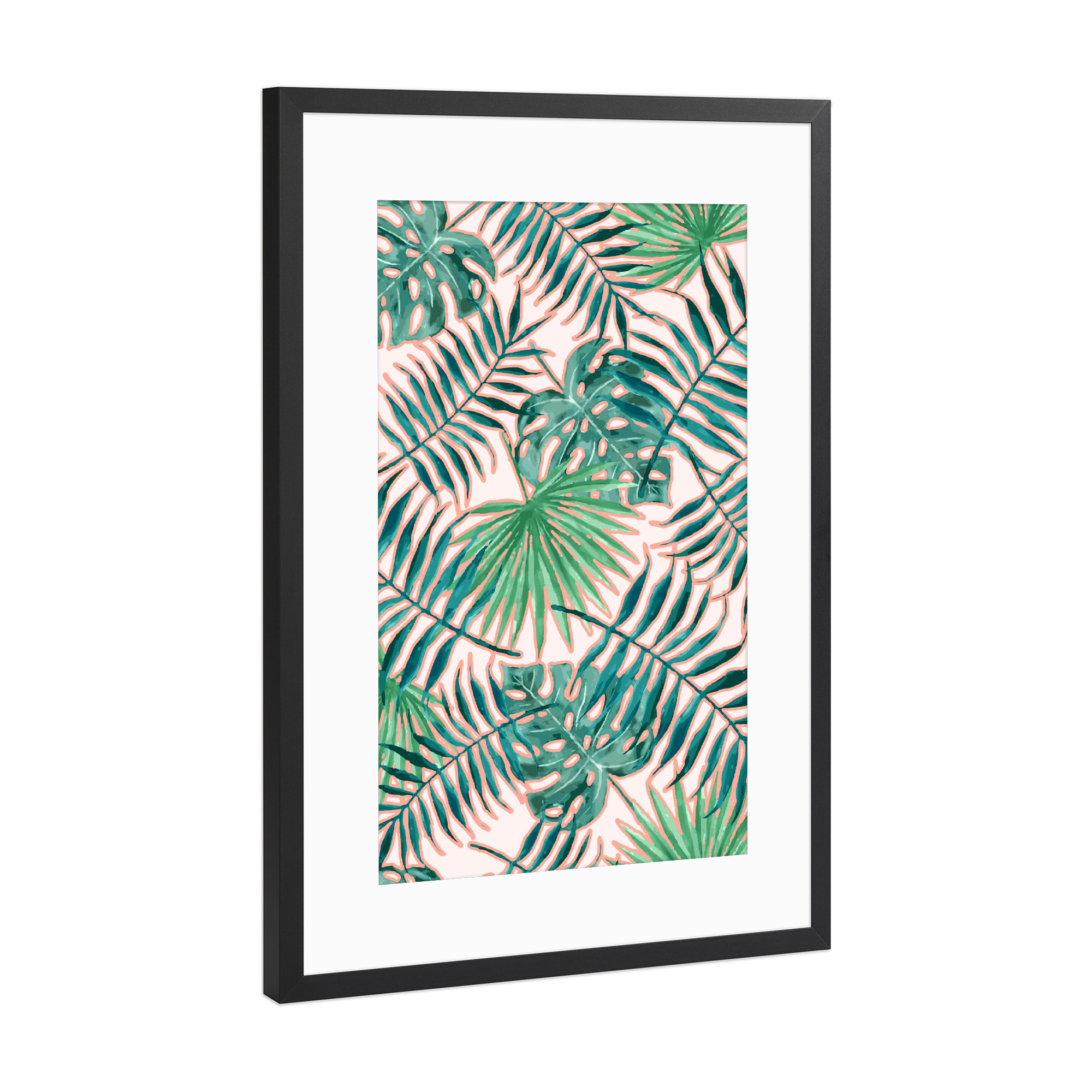 Poster mit Rahmen Schwarz (Metallic) "Bali-II Tropical Leaves" artboxONE - Natur,Floral