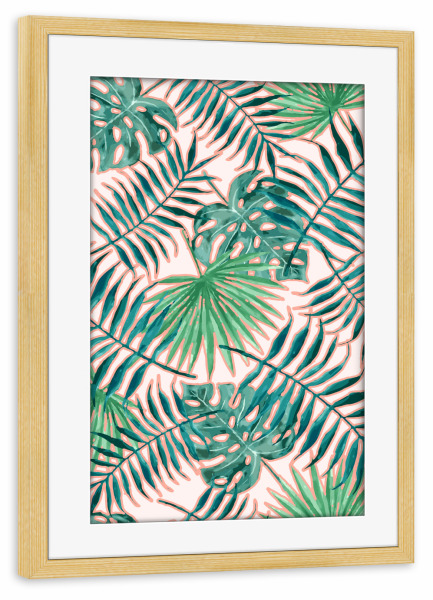 Poster mit Rahmen kiefer "Bali-II Tropical Leaves" artboxONE - Natur,Floral