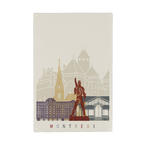 Holzbild "Montreux skyline" artboxONE - Städte,Architektur