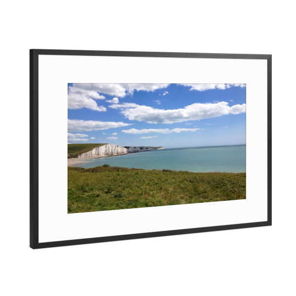 Poster mit Rahmen Schwarz (Metallic) "Kreidefelsen, Seven Sisters" artboxONE - Natur,Reise / Strand und Meer,Reise / Länder