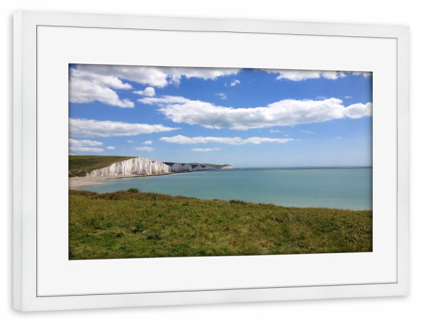 Poster mit Rahmen weiß "Kreidefelsen, Seven Sisters" artboxONE - Natur,Reise / Strand und Meer,Reise / Länder