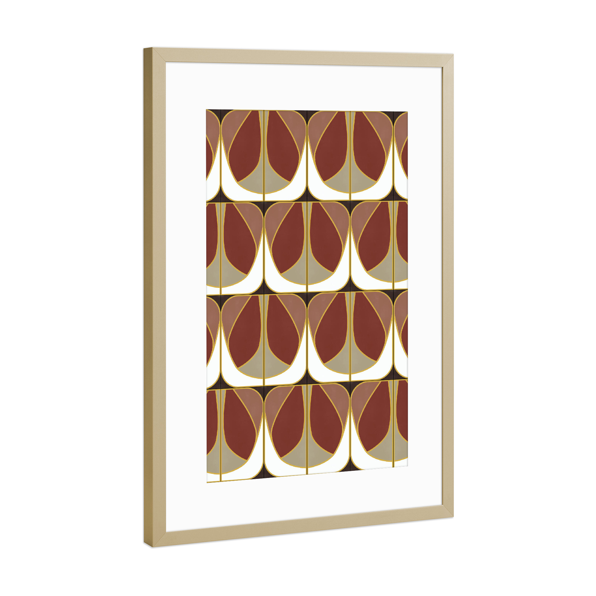 Poster mit Rahmen Gold "Umber Deco Tiles" artboxONE - Abstrakt,Geometrie - Tiles,Artdeco,Pattern,Abstract,Abstrakt,Geometrie,Geometry