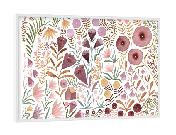 Poster mit weißem Rahmen "Voglhuber - Blumenmeer Lila Grün" artboxONE - Natur,Floral