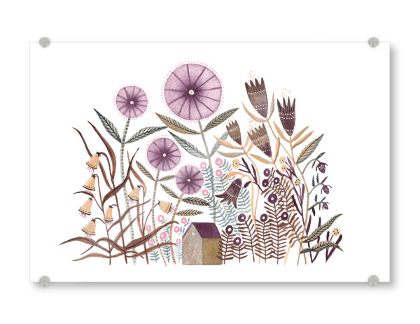 Acrylglasbild "Voglhuber - Blumenmeer Mit Haus" artboxONE - Natur,Floral