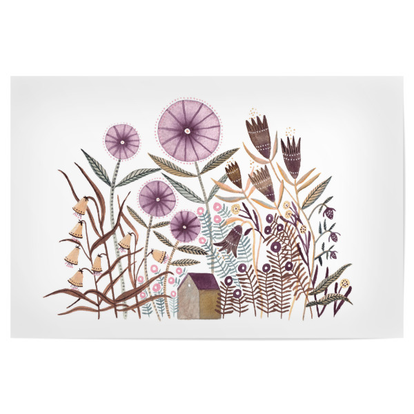 Poster 30x20 cm "Voglhuber - Blumenmeer Mit Haus" artboxONE - Natur,Floral