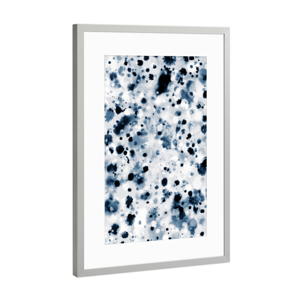 Poster mit Rahmen Silber "Abstract Watercolor Spots Indigo" artboxONE - Abstrakt,Marmor