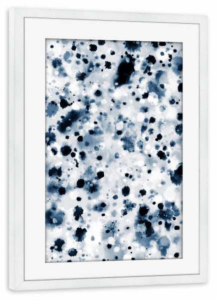Poster mit Rahmen weiß "Abstract Watercolor Spots Indigo" artboxONE - Abstrakt,Marmor