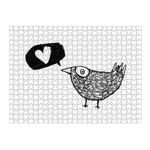 artboxONE Puzzle "Lea Schulze - Liebesgezwitscher" artboxONE - Tiere,Comic,Schwarzweiß,Liebe,Für Mama