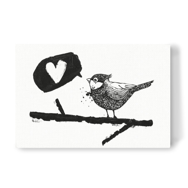 Leinwandbild "Vogelgezwitscher" artboxONE - Tiere,Comic,Schwarzweiß,Liebe,Für Mama