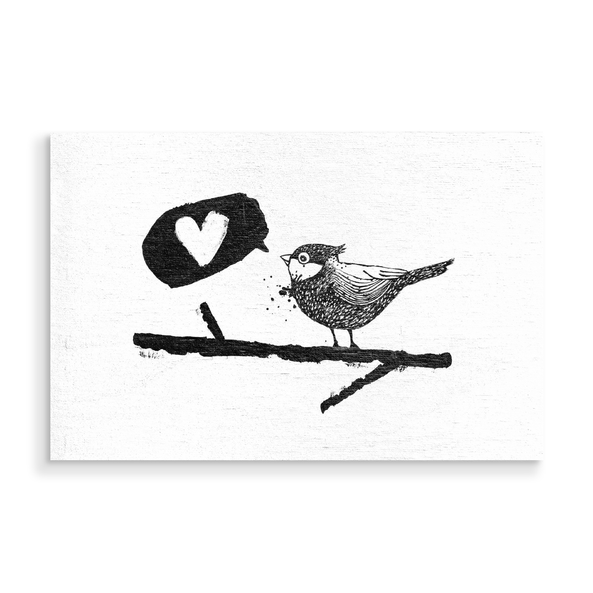 Holzbild "Vogelgezwitscher" artboxONE - Tiere,Comic,Schwarzweiß,Liebe,Für Mama