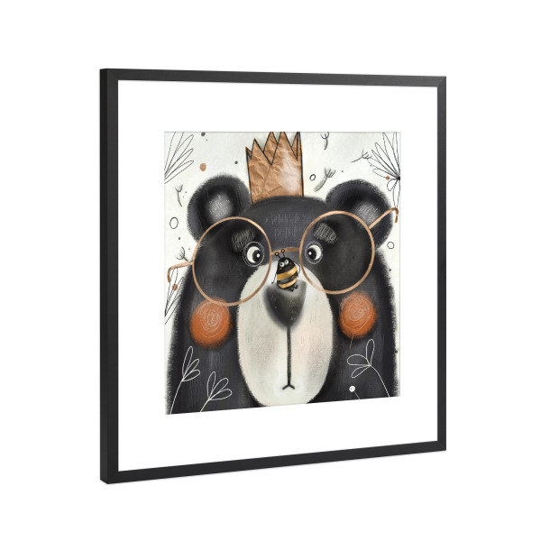 Poster mit Rahmen Schwarz (Metallic) "Nelli Suneli-freche Biene und Bär" artboxONE - Für Kinder,Tiere,Comic,Lustig