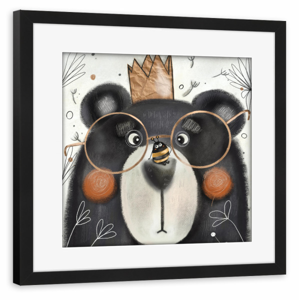 Poster mit Rahmen schwarz "Nelli Suneli-freche Biene und Bär" artboxONE - Für Kinder,Tiere,Comic,Lustig