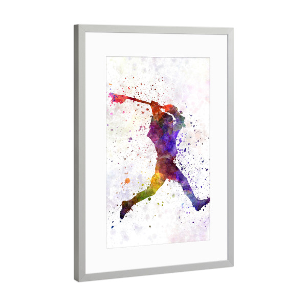 Poster mit Rahmen Silber "Lacrosse Man Player" artboxONE - Sport