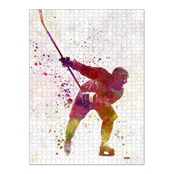Puzzle Ravensburger "Hockey man player in watercolor-b" artboxONE - Sport