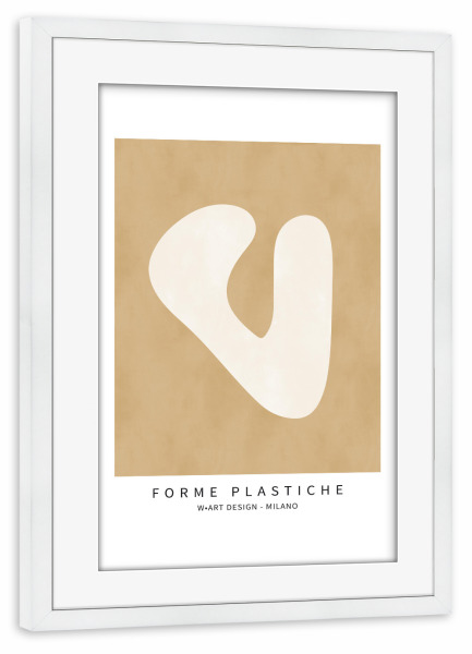 Poster mit Rahmen weiß "FORME PLASTICHE IN WHITE" artboxONE - Abstrakt,Geometrie