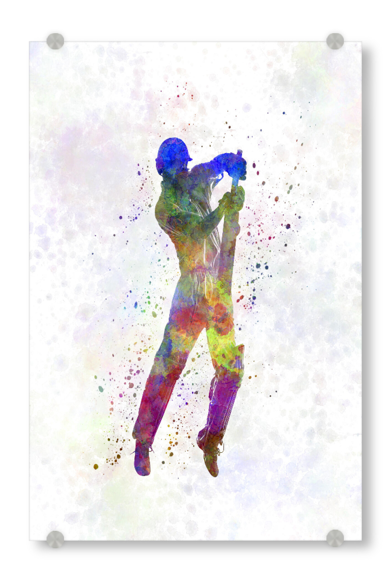Acrylglasbild "Cricket player batsman-e" artboxONE - Sport - Sport,Sports,Color,Illustration,Cricket,Bat,Ball,Player,Stadium,America,Batsman