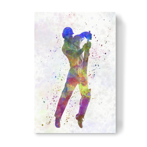 Leinwandbild "Cricket player batsman-e" artboxONE - Sport - Sport,Sports,Color,Illustration,Cricket,Bat,Ball,Player,Stadium,America,Batsman