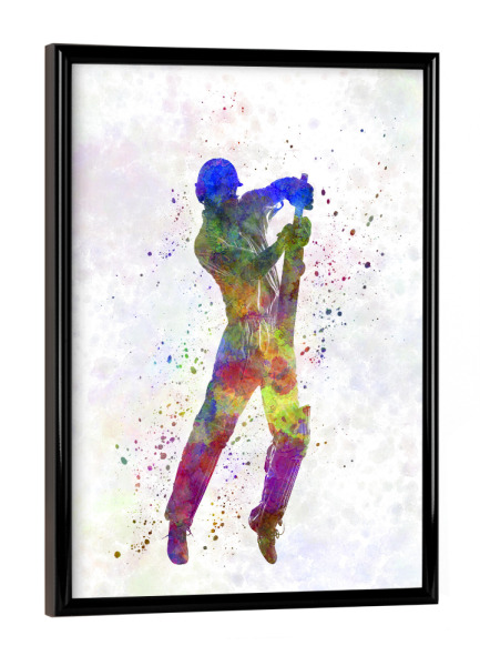 Poster mit schwarzem Rahmen "Cricket player batsman-e" artboxONE - Sport