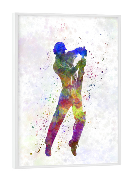 Poster mit weißem Rahmen "Cricket player batsman-e" artboxONE - Sport