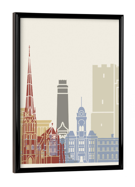 Poster mit schwarzem Rahmen "Preston skyline" artboxONE - Städte,Architektur