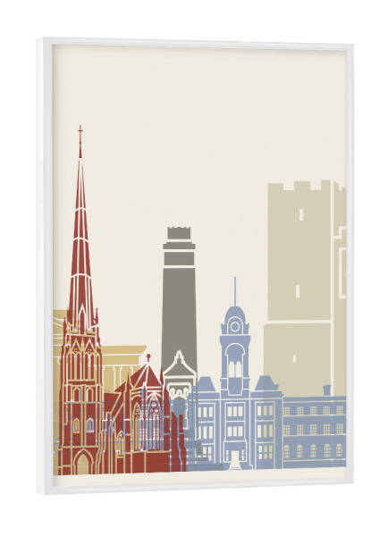 Poster mit weißem Rahmen "Preston skyline" artboxONE - Städte,Architektur