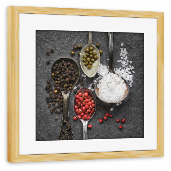 Poster mit Rahmen kiefer "Pfeffer und Salz" artboxONE - Essen & Trinken