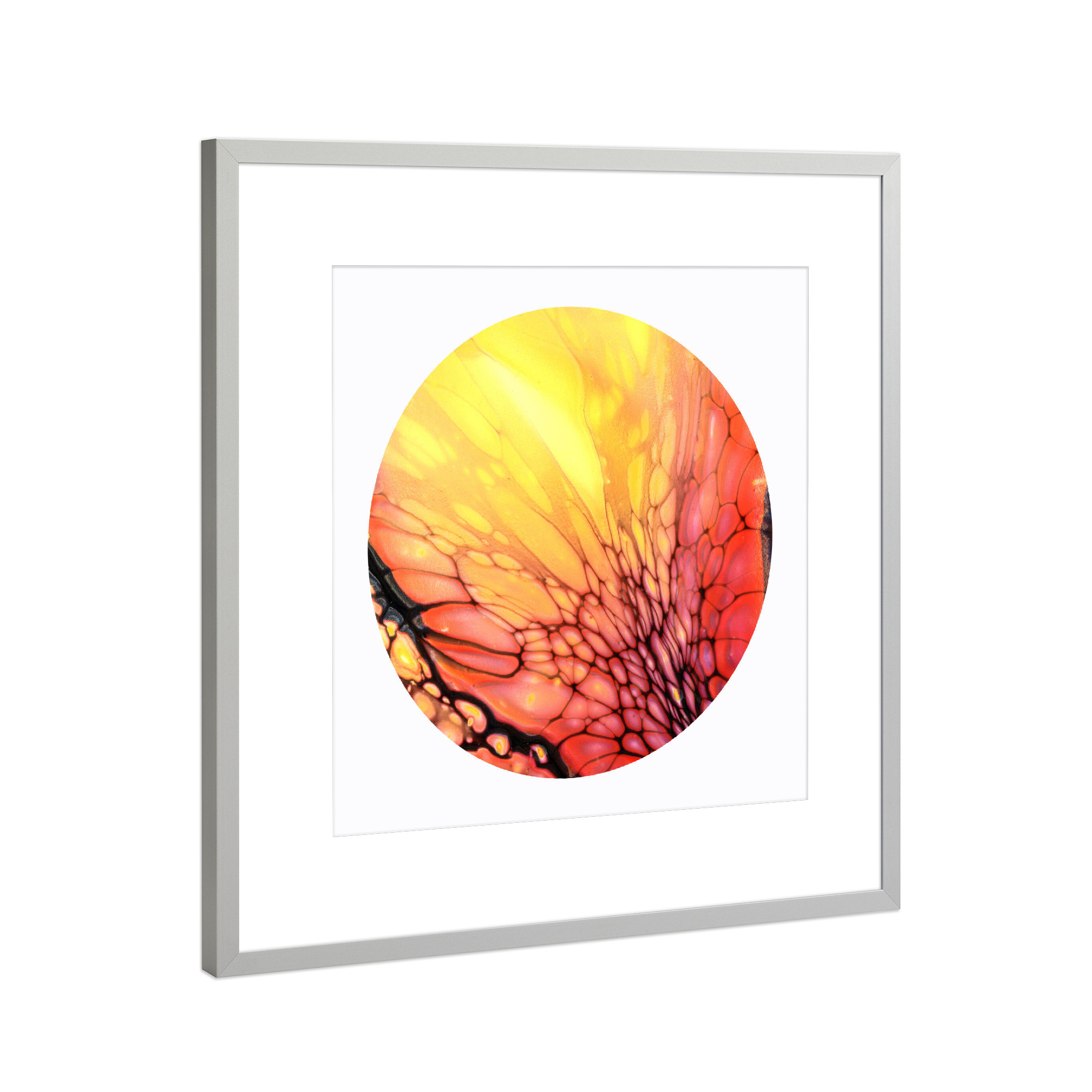 Poster mit Rahmen Silber "Yellow n Red - the Cells" artboxONE - Abstrakt