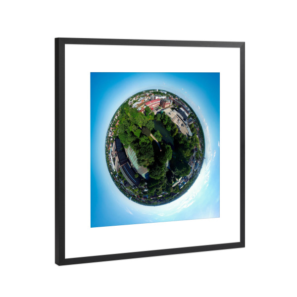 Poster mit Rahmen Schwarz (Metallic) "Hamburg-Wandsbek Holzmühlenteich" artboxONE - Städte,Städte / Hamburg,Natur,Reise,Reise / Länder