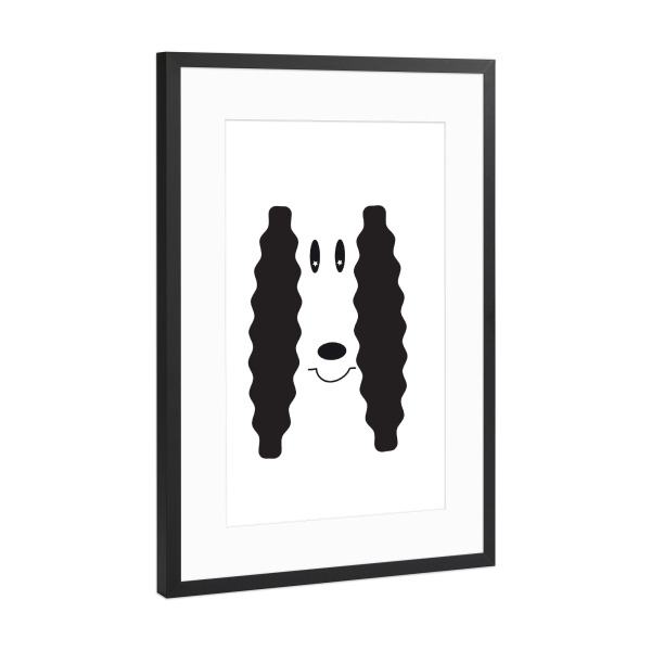 Poster mit Rahmen Schwarz (Metallic) "Hund Tierportrait schwarzweiß" artboxONE - Für Kinder,Tiere