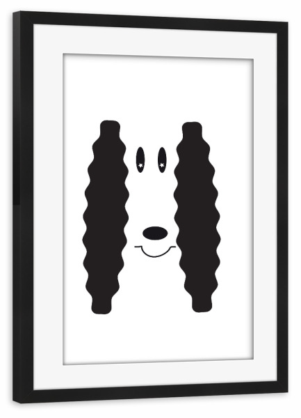 Poster mit Rahmen schwarz "Hund Tierportrait schwarzweiß" artboxONE - Für Kinder,Tiere