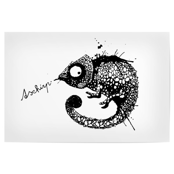 Poster 30x20 cm "Lea Schulze - Das Chamäleon" artboxONE - Tiere,Comic,Schwarzweiß - Tier,Jungle,Tarnung,Chamäleon,Animal,Schwarzweiß,Blackandwhite