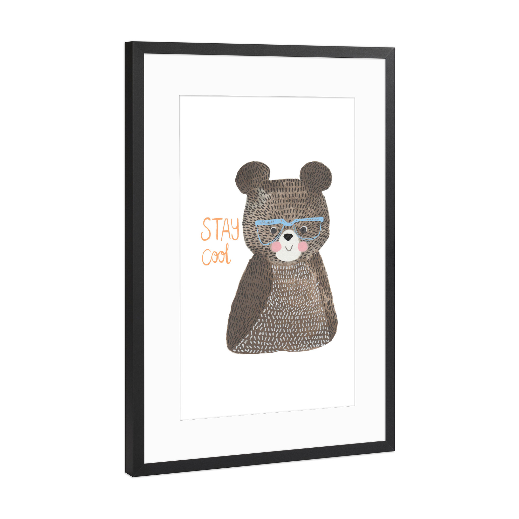 Poster mit Rahmen Schwarz (Metallic) "Lisa Dolson - Stay Cool" artboxONE - Typografie,Für Kinder,Tiere,Comic