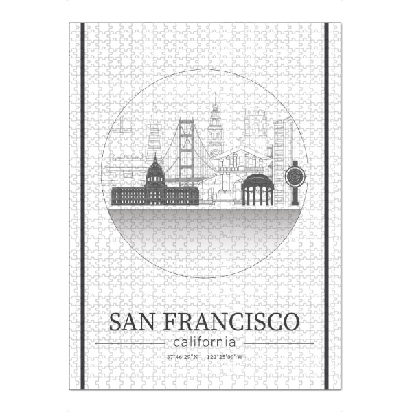 Puzzle Ravensburger "San Francisco line art circle" artboxONE - Städte,Reise,Architektur,Städte / San Francisco,Kartografie